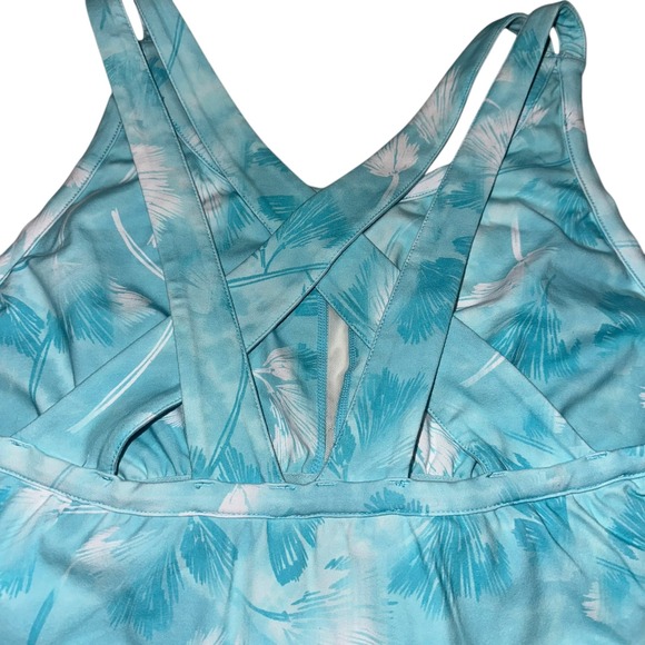 Title Nine Women's Teal Leaf Print Racerback Swing Dress Size L‎ - Picture 4 of 7